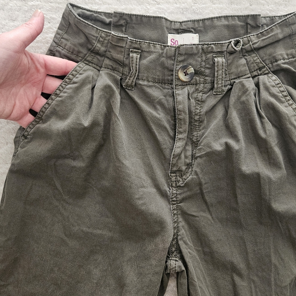 Olive Green Pleated Pants - Picture 1 of 8
